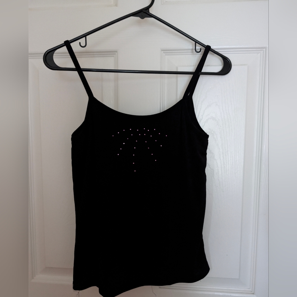 kathy ireland Black Stud-Accent Spaghetti Strap Cami